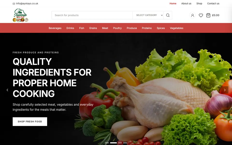 The Ayotayo Fresh Food home page
