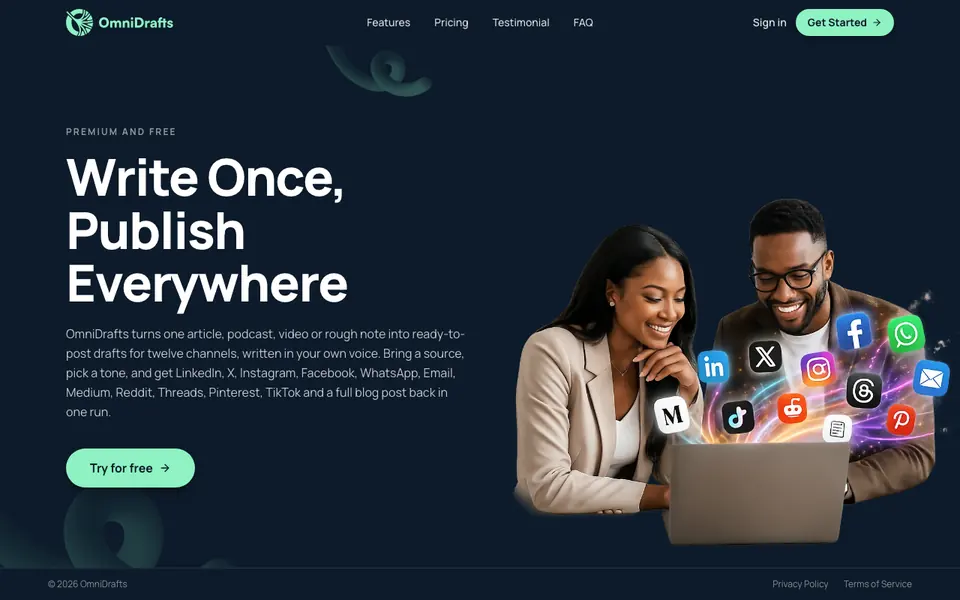 The OmniDrafts home page